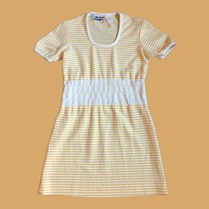 Vintage 1970s Now Generation Yellow Striped Mini Dress